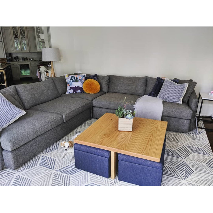 Dash and Albert Rugs Karari Hand Hooked Wool Geometric Area Rug in Gray/Blue & Reviews Perigold